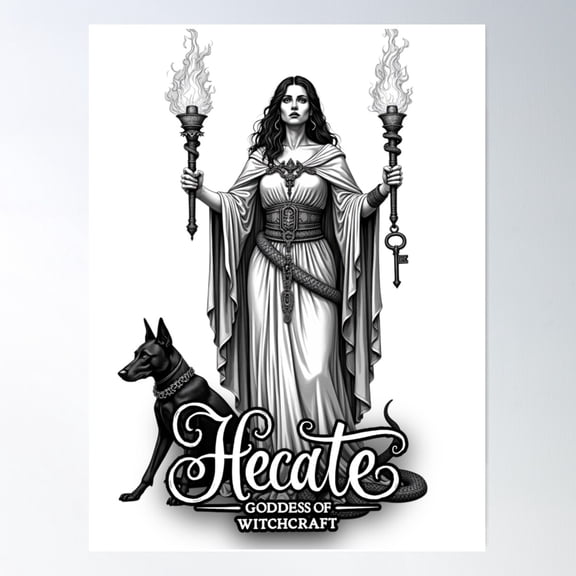 Hecate Black And White Simple Drawing Poster Wall Art, Modern Wall Decor For Living Room Bedroom, 8x12 UNFRAMED