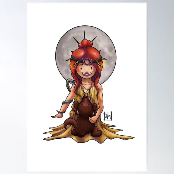 Hecate Goddess Of Magic - Cartoon Art Poster Wall Art, Modern Wall Decor For Living Room Bedroom, 8x12 UNFRAMED