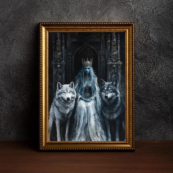 Hecate Guardian Of The Night, Greek Mythology Wall Art,Gothic Hecate Portrait,Cottagecore Pagan Poster,Hecate And Wolfs,Witch Decor Poster, 16x24 UNFRAMED