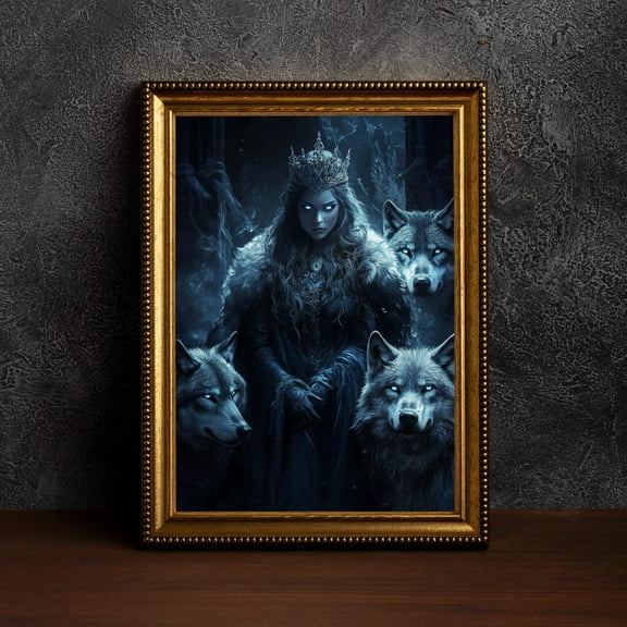 Hecate Guardian Of The Night, Greek Mythology Wall Art,Gothic Hecate Portrait,Cottagecore Pagan Poster,Hecate And Wolfs,Witch Decor Poster, F038.8, 12x18 UNFRAMED