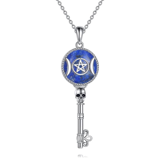 Hecate Necklace Lapis Lazuli Star of David Amulet Pendant Sterling Silver Lunar Goddess Pendant Wiccan Jewelry for Women