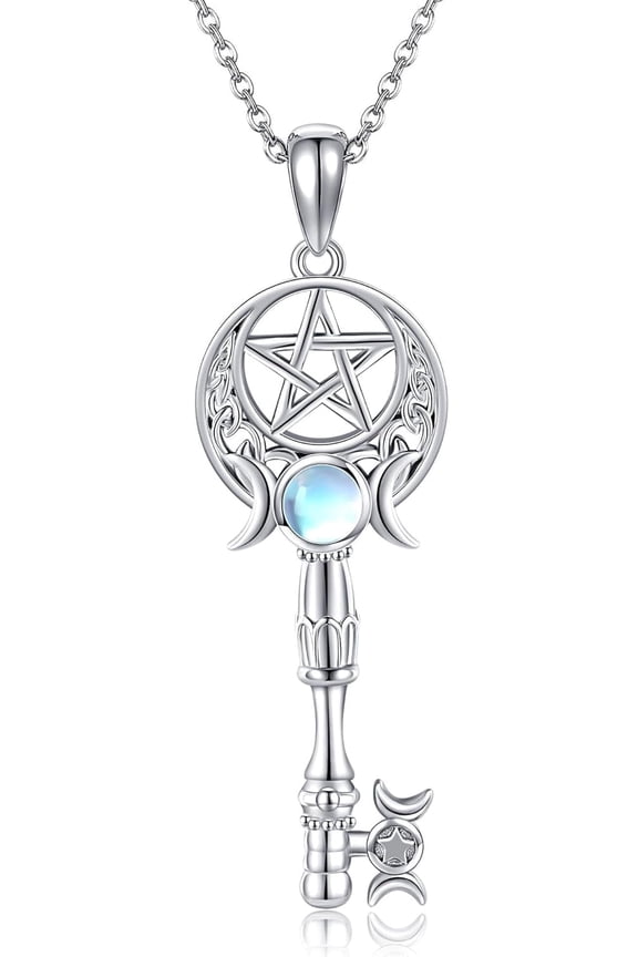 Hecate Necklace Sterling Silver Triple Moon Goddess Pentagram Witches Knot Pagan Religious Necklace Jewelry Gifts For Women