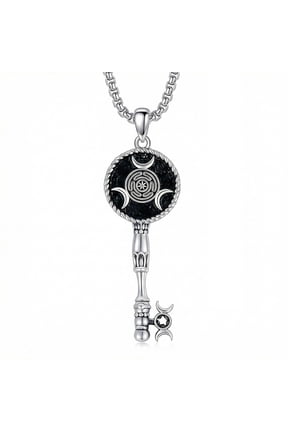 Hecate Necklace Wheel of Hecate Key Pendant Necklaces Triple Moon Goddess Wiccan Pagan Amulet Jewelry Gifts for Women Men