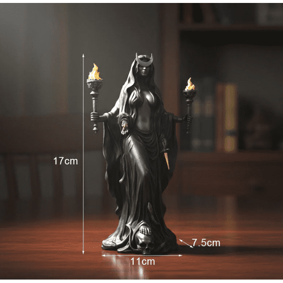 Hecate Niktipolos Resin Statue – Gothic Goddess Figurine for Altar, Bookshelf & Mythology Decor Halloween Decor Outdoor