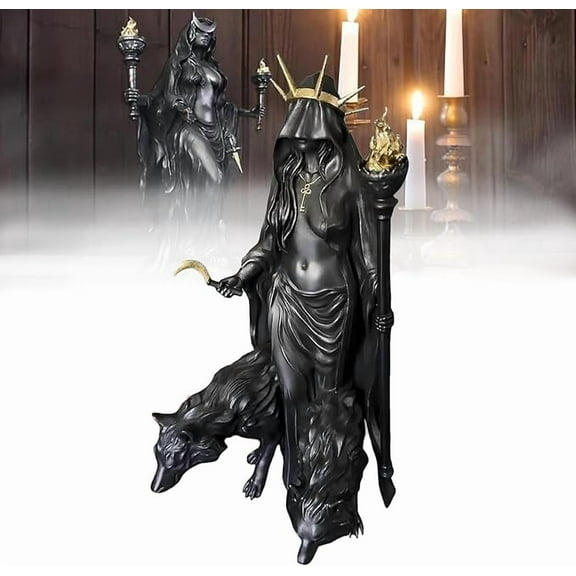 Hecate Statue The Witch of The Night Greek Mythology Figure with Canine Companions Collectible Statue for Halloween Decorations Indoor DecorB