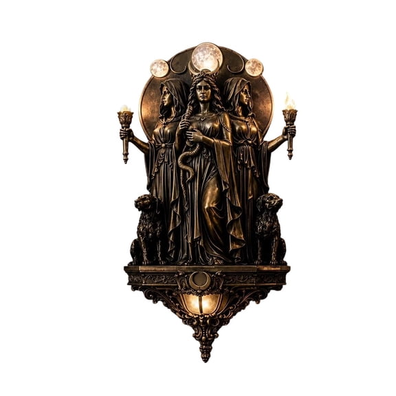 Hecate Statue Wall Gothic Hekate Three Wall Sculpture With Light Dark Witchy Home Decor Wall Art