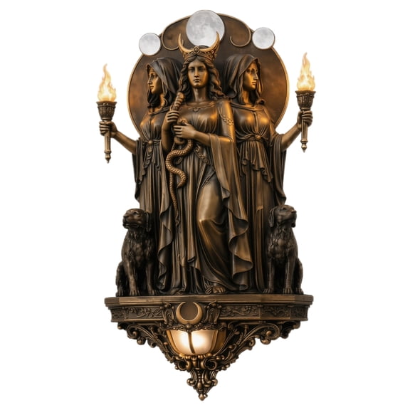 Hecate Triple Goddess Wall Sconce Gothic Resin Statue Light Witchy Pagan Decor for Bedroom Living Room