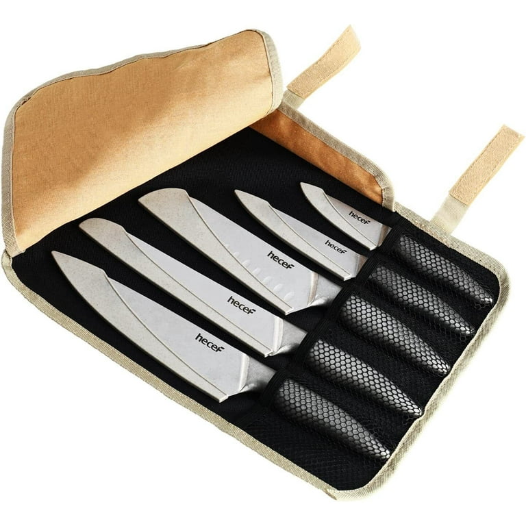 Professional 9 Piece Roll Knife Set,BBQ Knife Set,Knife Roll,Japanese Style  Premium Stainless Steel Chef Knife Set,Outdoor Camping Knife Set in One