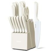 Hecef 15-Piece Knife Set with Premium Carbon Stainless Steel Dishwasher Safe Rustproof Sharp Blades