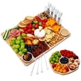 thumbnail interactive-video image 1 of Hecef Bamboo Cheese Board and Knife Set, 13-Piece Large Charcuterie Serving Tray, 17 in, 1 of 11