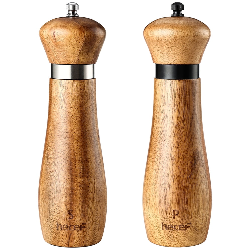 Hecef 2-Piece Acacia Wood Salt and Pepper Mill Set