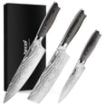 thumbnail image 1 of Hecef 3-Piece Knife Set With Laser Damascus Pattern, Ergonomic Handle, 8" Chef Knife, 7" Santoku Knife, 5" Utility Knife, 1 of 10