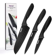 Hecef 3-Piece Kitchen Knife Set Chef, Santoku and Paring Knives, Ultra Sharp, Rust-Resistant