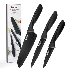 Hecef 3-Piece Kitchen Knife Set Chef, Santoku and Paring Knives, Ultra Sharp, Rust-Resistant