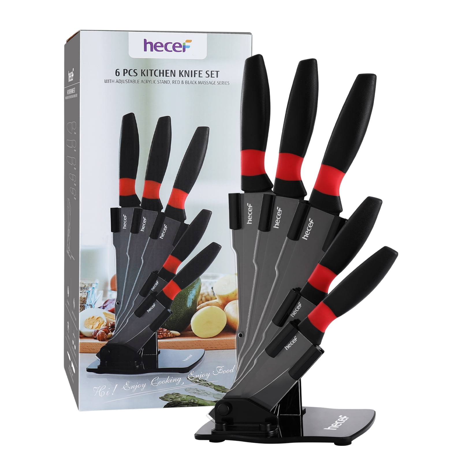 Hecef 6 PCS Kitchen Knife Set Professional High Carbon Stainless Steel