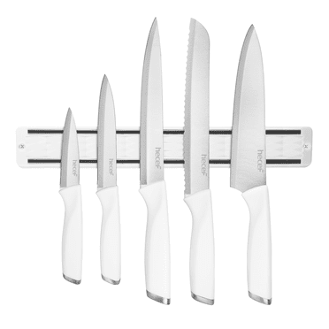 Hecef 6 Piece Knife Set with 13.8" Magnetic Knife Holder Strip for Wall, High Carbon Stainless Steel Sharp Blades