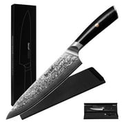 Hecef Chef Knife, 8 inch Japanese Damascus Steel Kitchen Knife, Professional Extra Sharp VG10 Knife