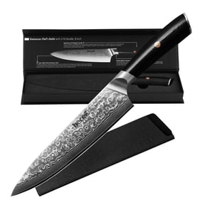 Hecef 8-Inch Damascus Steel Chef Knife, VG10 Professional Kitchen Knife