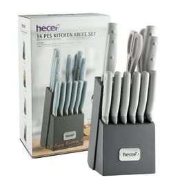 Farberware Never Needs Sharpening High-Carbon Stainless Steel Knife Block  Set with Non-Slip Handles, 18 Piece, Black