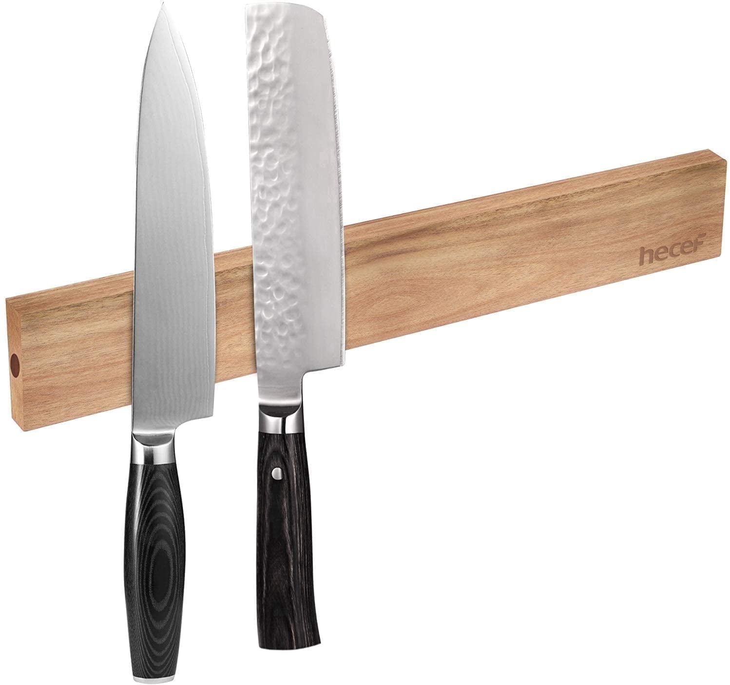 Hecef Magnetic Knife Holder, Wall Mounted Acacia Wood Knife Strip with Strong Magnet, 12 Inch