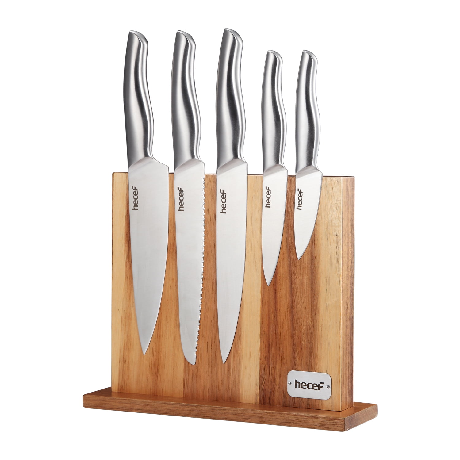 Hecef Powerful Knife Block, Acacia Wood Double Side