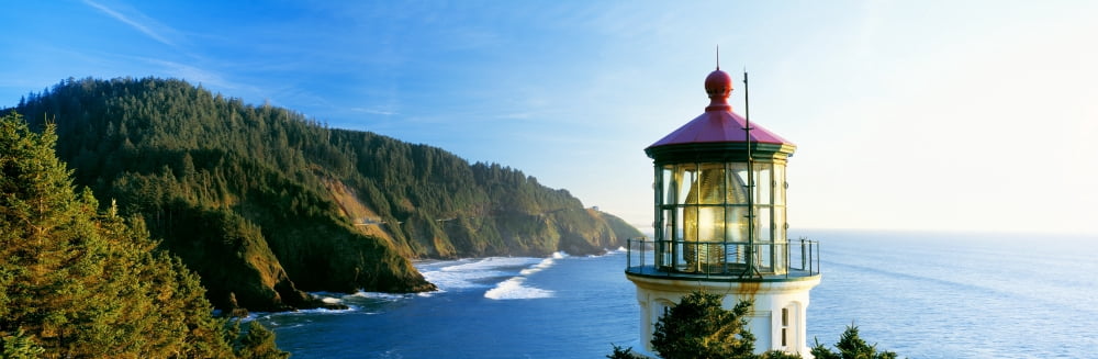 Heceta Head Lighthouse Florence Oregon USA Canvas Art - Panoramic Images (36 x 12)