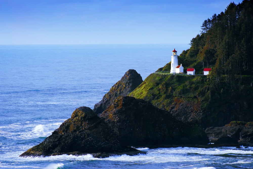 Heceta Head Lighthouse Oregon Usa Canvas Art - Christine Mariner Design Pics (34 x 22)