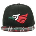 thumbnail image 1 of Hecho En Mexico Baseball Cap Eagle Mexican Aguila Embroidered Snapback Flat Bill (7fc60_3 color/Checker Black), 1 of 5