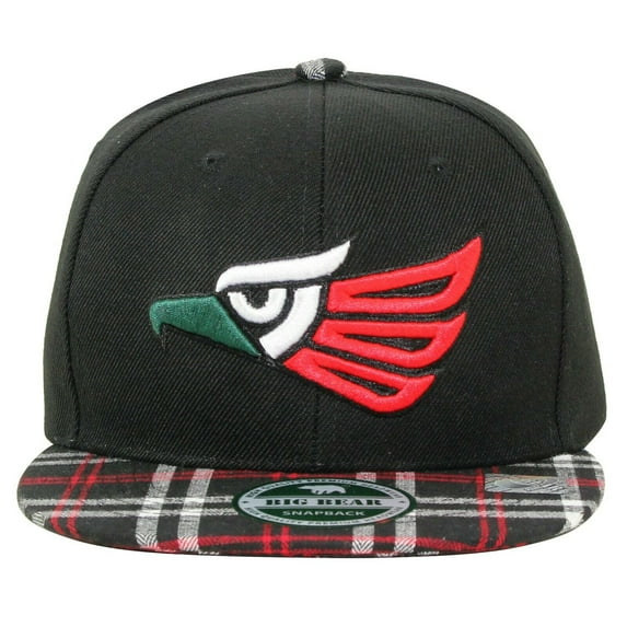 Hecho En Mexico Baseball Cap Eagle Mexican Aguila Embroidered Snapback Flat Bill (7fc60_3 color/Checker Black)