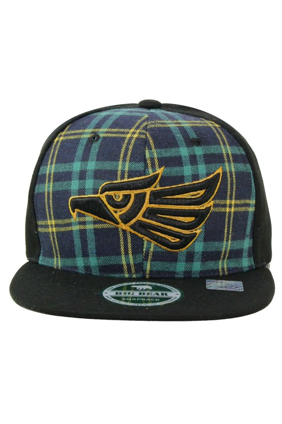 Hecho En Mexico Baseball Cap Eagle Mexican Aguila Embroidered Snapback Flat Bill (7fc60_Checker Navy/Black)