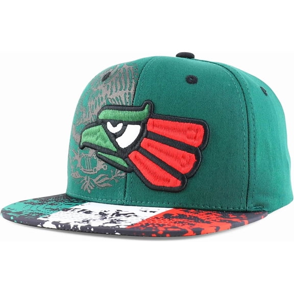 Hecho En Mexico Eagle 3D Embroidered Flat Bill Snapback Cap