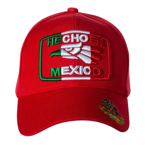Hecho En Mexico Golden Eagle National Colors Hat - Choose Camo, Black, or Green - 100% Cotton Embroidered Cap Green