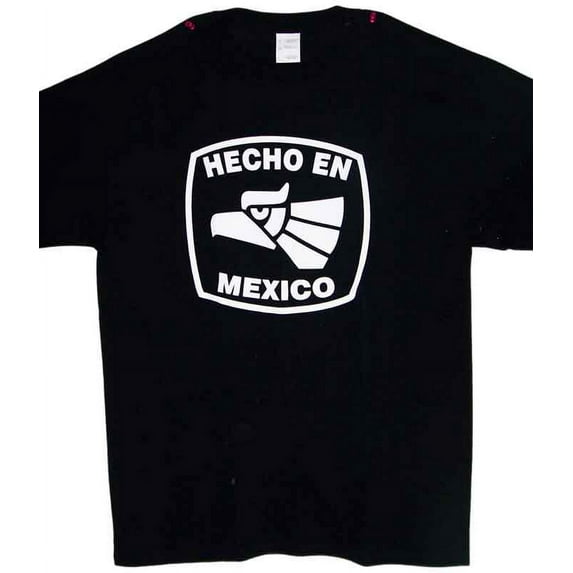 "Hecho En Mexico" Mexican T-Shirt US Screen Printed - Black Color - Men's Size: Medium - Uni-Sex Style -- FREE USA Shipping -- (MxTs129-M)