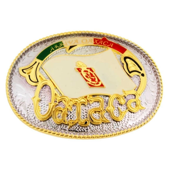 Hecho en Arriba Oaxaca Belt Buckle State Mexico Flag Western Cowboy Rodeo Mens