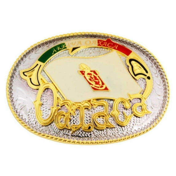 Hecho en Arriba Oaxaca Belt Buckle State Mexico Flag Western Cowboy Rodeo Mens