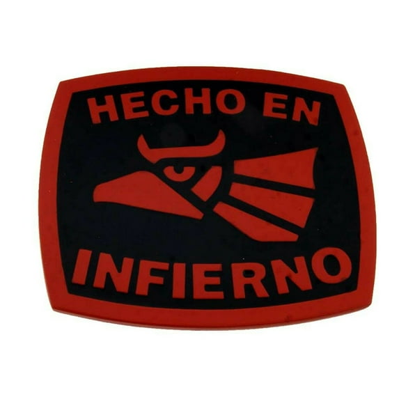 Hecho en Infierno Mexican Belt Buckle Eagle Cowboy Vaquero Made Hell Red Finish