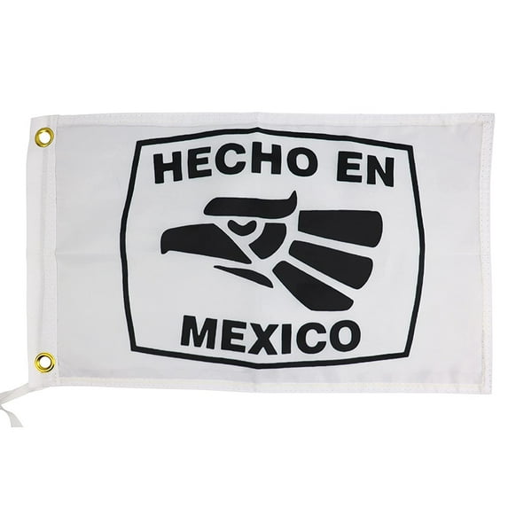 Hecho en Mexico White Flag 12x18 Inches - Perfect for UTV ATV SxS Boats - Attach to Whip Lights or Flag Poles - Double Sided - Ulti Offroad