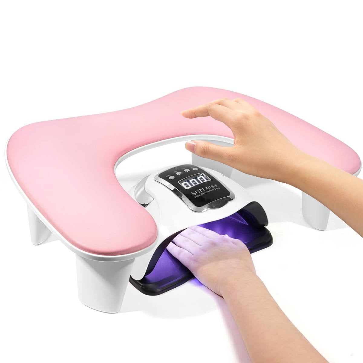 HechoVinen Arm Rest for Nails Tech,U-shaped Manicure Nail Arm Rest Stand ,Big Armrest Microfiber PU Leather Hand Rest Pillow for Acrylic Nail Cushion,Pink