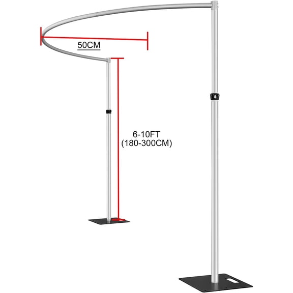 Hecis Pipe and Drape Curved Backdrop Stand, 6-10' Tall x 10' Wide Adjustable Curved Backdrop Kit for Event Party, Trade Shows and Wedding Decor