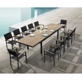 thumbnail image 1 of Heck 13 Pieces Aluminum Outdoor Dining Set for 12 Person, FSC Teak Patio Extendable Tabletop and Stackable Chairs, Charcoal Black, 1 of 18