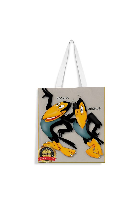 The Heckle and Jeckle Show-theme canvas Tote Bag for Women Aesthetic Shopping Grocery Reusable Bags with Inner Zipper Women Gift 13.8 x 15.8 inches35x40cm