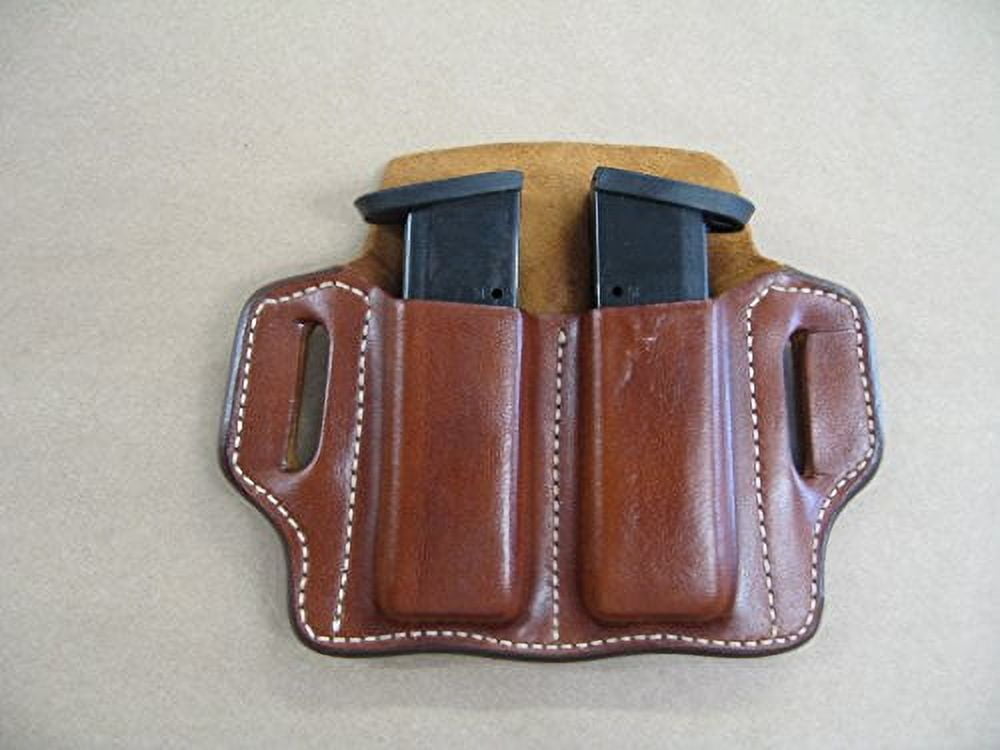 Heckler & Koch H&K P30 9mm .40 Leather 2 Slot Molded Pancake Belt Mag Pouch TAN