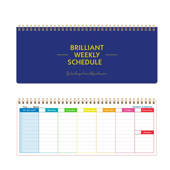 Hecnuo,Border Weekly Planner,Long English Coil Notebook for Time Management,for 2025 English Weekly Coil Note Time Management Ledger
