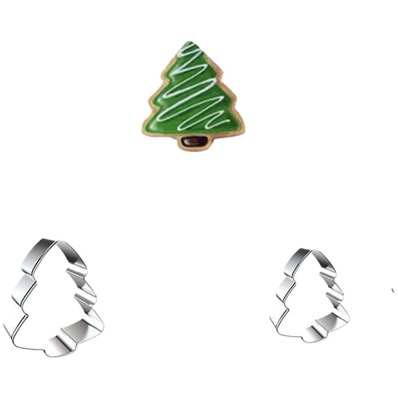 Hecnuo,Christmas Tree Cookie Cutter Set 2 Piece,Christmas Baking Tool With Recipe Booklet,For Cutting Christmas Tree Shaped Cookies For Home Baking And Christmas Decoration.