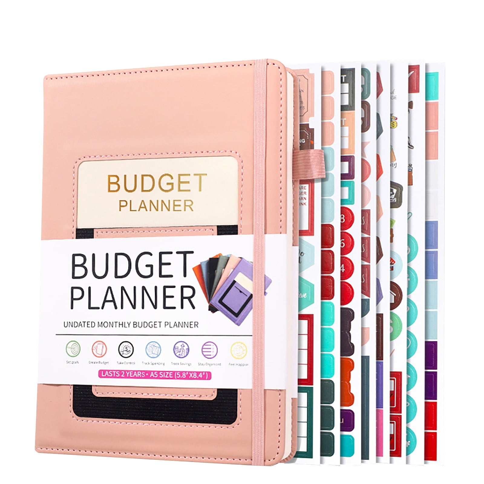 Hecnuo,Expense Tracking Notebook A5,Hardcover Budget Planner with 8 Stickers,for A5 Hardcover Financial organizing and Expense Tracking