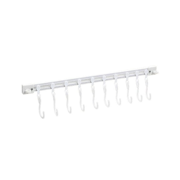 Hecnuo,Multifunctional Slide Rail Hook,Wall Mounted Key Hook Track With 10 Hooks,For Hanging Utensil On Slide Rail Hook
