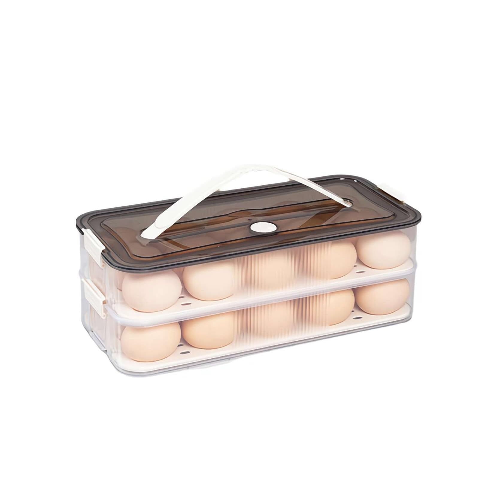 Hecnuo,Plastic Deviled Egg Tray with Lid,Stackable Egg Holder for Fridge,for Storing Deviled Eggs or Dumplings In A Refrigerator Using A Plastic Deviled Egg Container with Lid and Handle.
