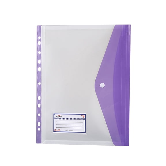 Hecnuo,Thickened A4 Button Bag,Student Plastic File Pouch,for A4 Click File Bag with Business Card Information Slot