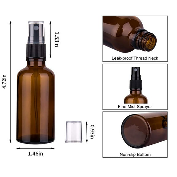 Hecteas 12Pc 2 Oz Amber Glass Spray Bottles for Essential Oils,Small Spray Bottle,Spray Bottle,Little Refillable Liquid Containers for Watering Flowers Cleaning