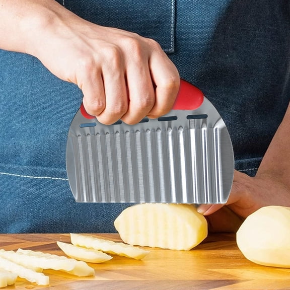 Hecteas 4 Pack Stainless Steel Crinkle Cutter French Fry Cutter Wavy Potato Slicer Wave Knife for Vegetables
